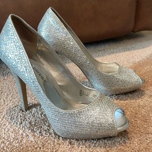 Silver stiletto heels
